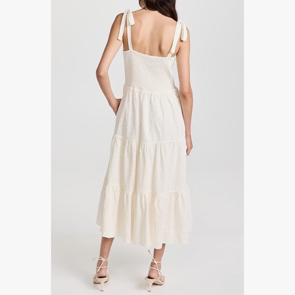 MADEWELL Eyelet Lucie Tie-Strap Tiered Midi Dress Off White Sz XL - Picture 3 of 11